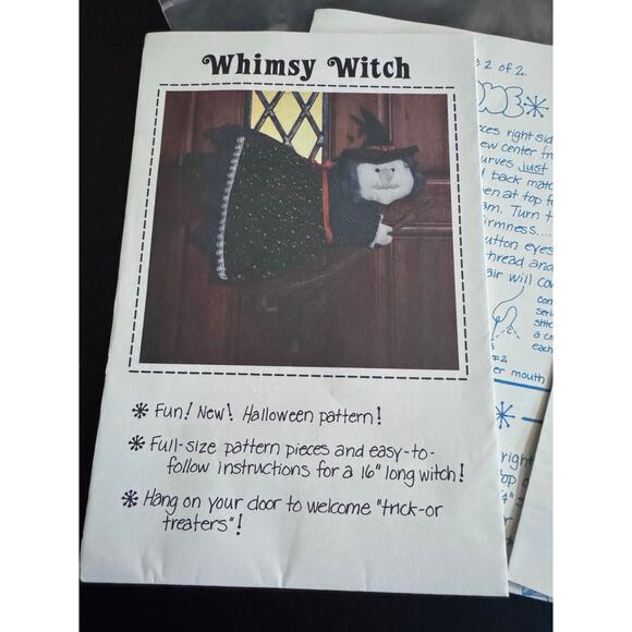 Vintage Whimsy Witch Halloween Applique Pattern Patch Press 1980 Salem Oregon - Picture 3 of 6
